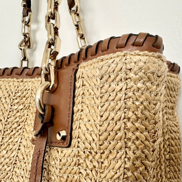 MICHAEL Michael Kors Rosalie East West Straw Tote w/Leather Trim GUC - Picture 6 of 16